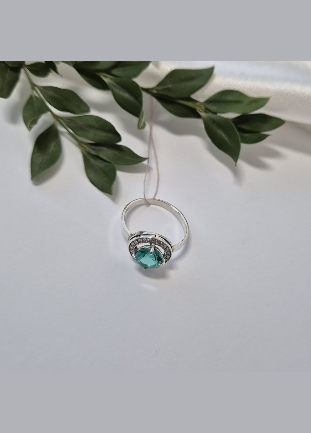 Срібна каблучка Коло з каменем Морської хвилі розмір срібло 925 проби 11090 1.80г No Brand (332996803)