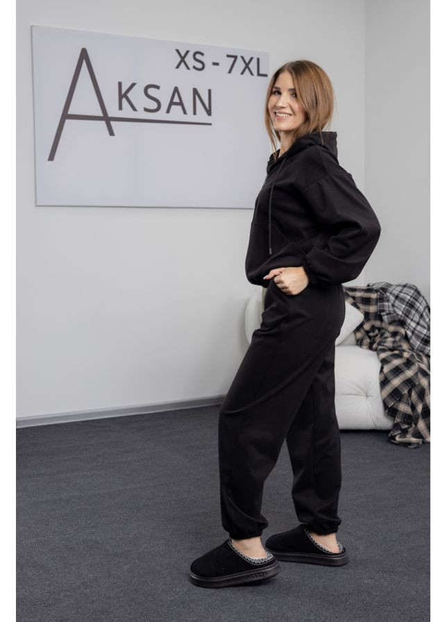 Жіночий спортивний костюм теплий зимовий на флісі худі та штани джогери 25.2800 44( ) AKSAN (362744387)