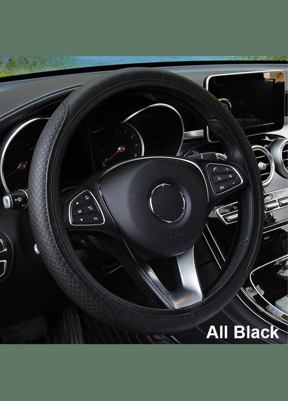 Чехол на руль автомобиля, противоскользящий из микрофибры, универсальный, черный, диаметр 38 см, 1 шт No Brand (316475939)