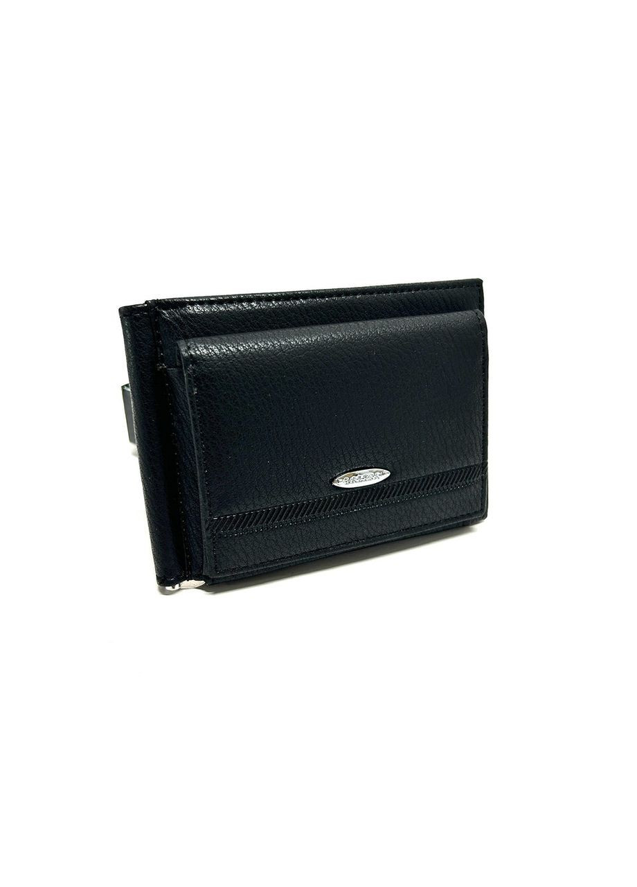 Чоловічий затискач з натуральної шкіри A73-1022-1 чорний 11 х 8 х 1 Balisa (367263680)