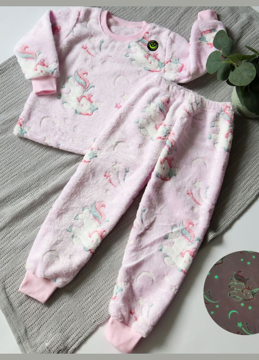 Розовая зимняя пижама для девочки Фламинго