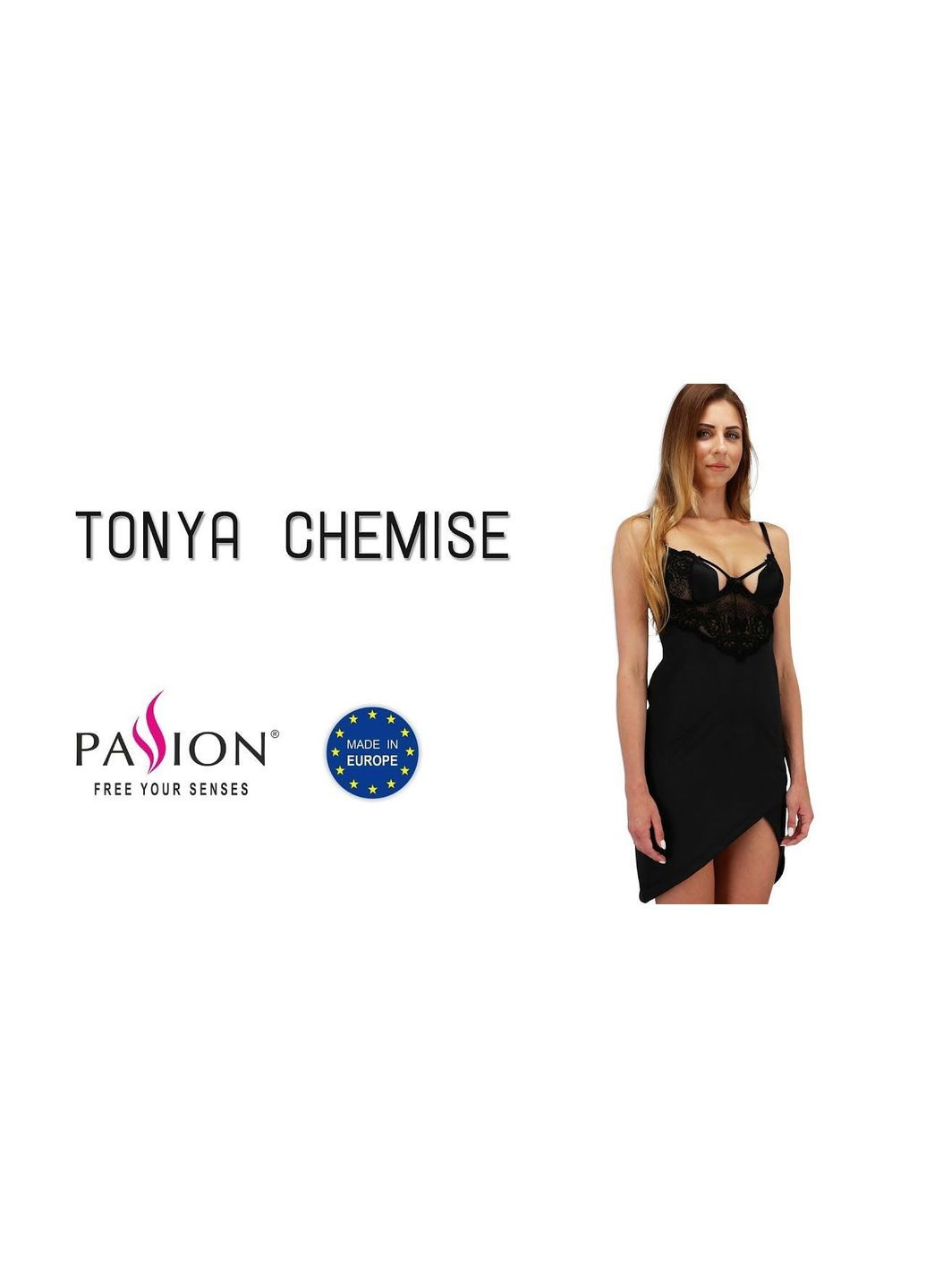 Рубашка приталена TONYA CHEMISE Чорна - CherryLove Passion (282966143)