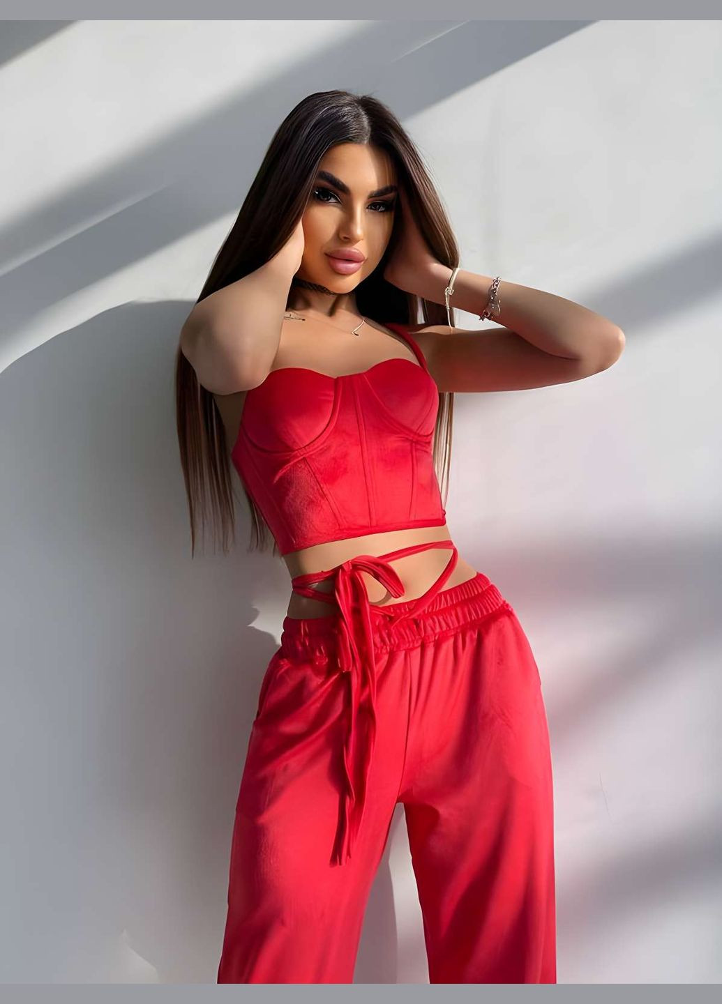 Мягкий велюровый костюм тройка с корсетом, женский спортивный костюм с капюшоном на... No Brand (331283866)