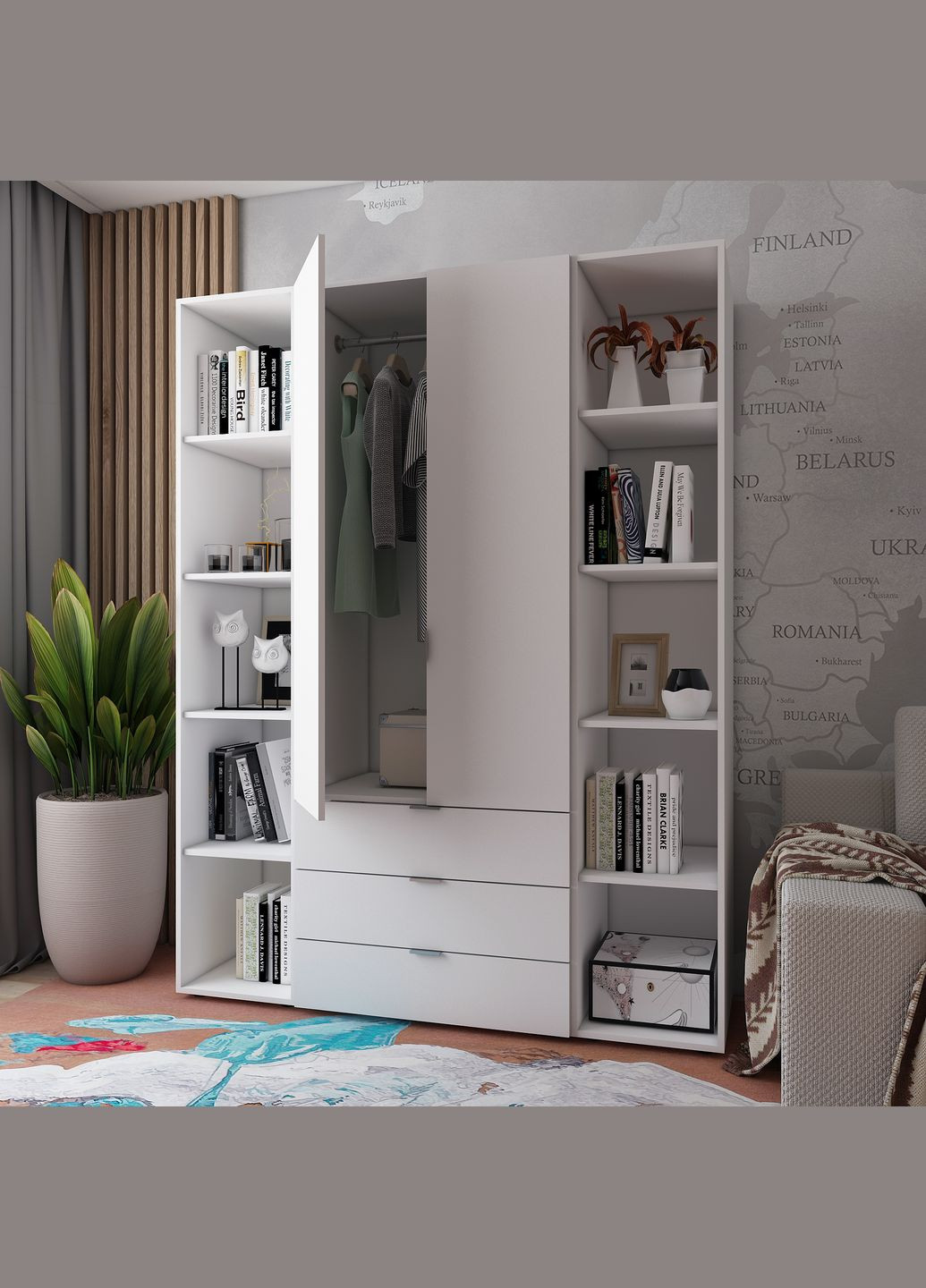 Комплект шаф для одягу Гелар (3 шт.) 153,9х49,5х203,4 см Білий (DRS-011173) Doros (346535101)