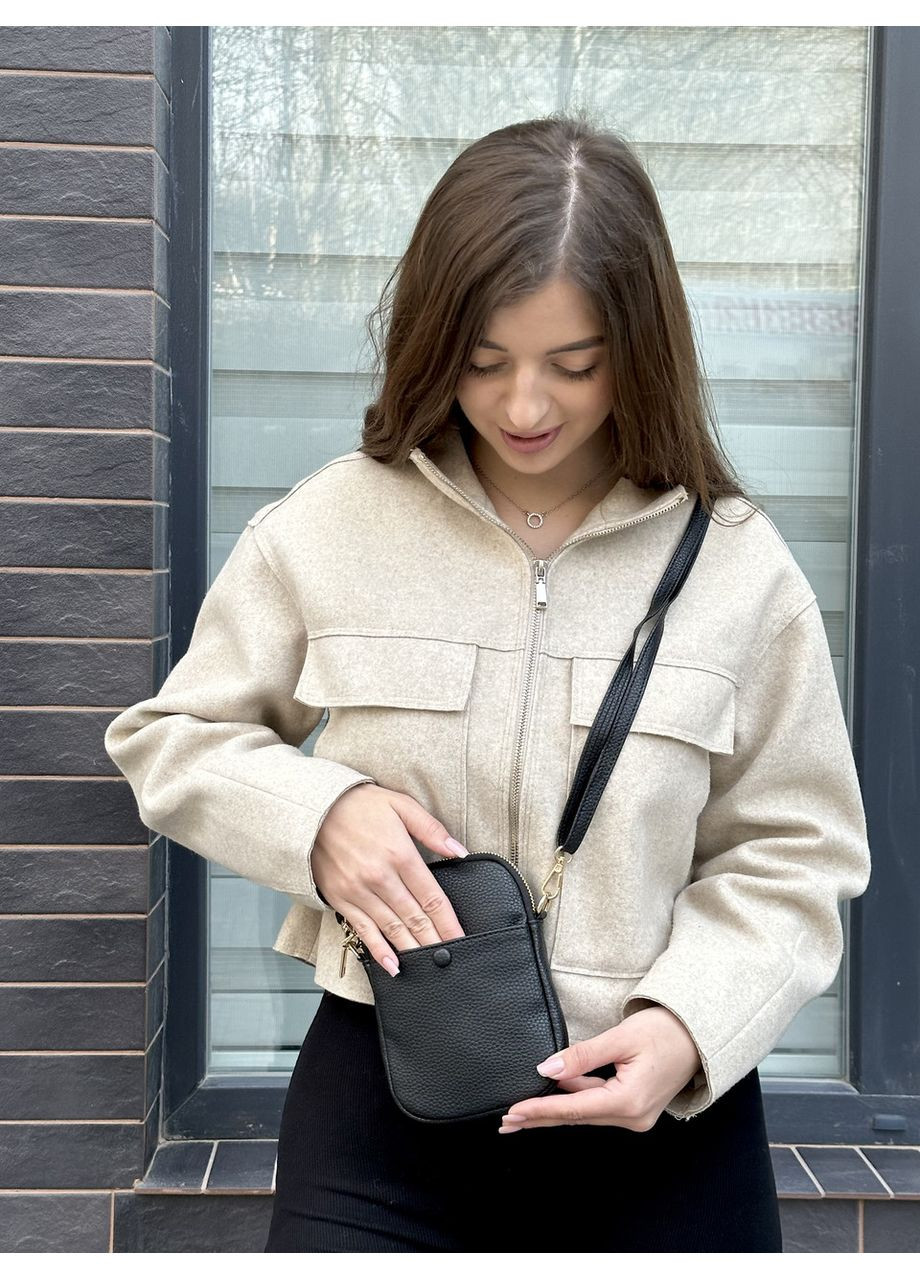 Женская сумка через плечо маленькая из экокожи для телефона черная/ сумочка женская ля телефона No Brand (350613668)