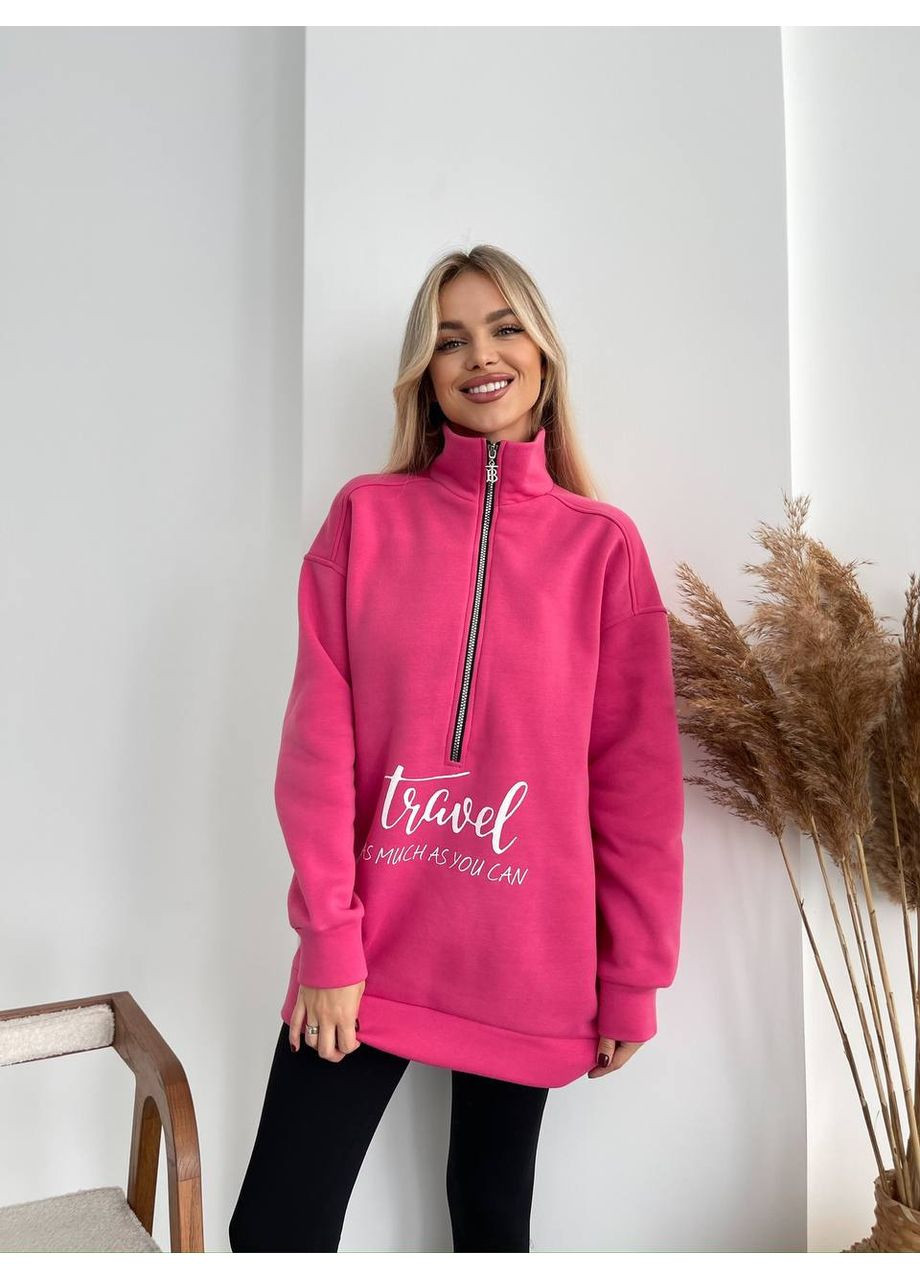 Рожевий жіночий трендовий світшот — замір в описі Vione однотонний без декору (368708654)