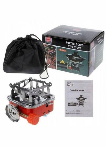 Плита газова туристична Kovar K 202 похідна міні плитка для кемпінгу з п'єзопідпалом портативна газова пічка Червона No Brand (315517349)