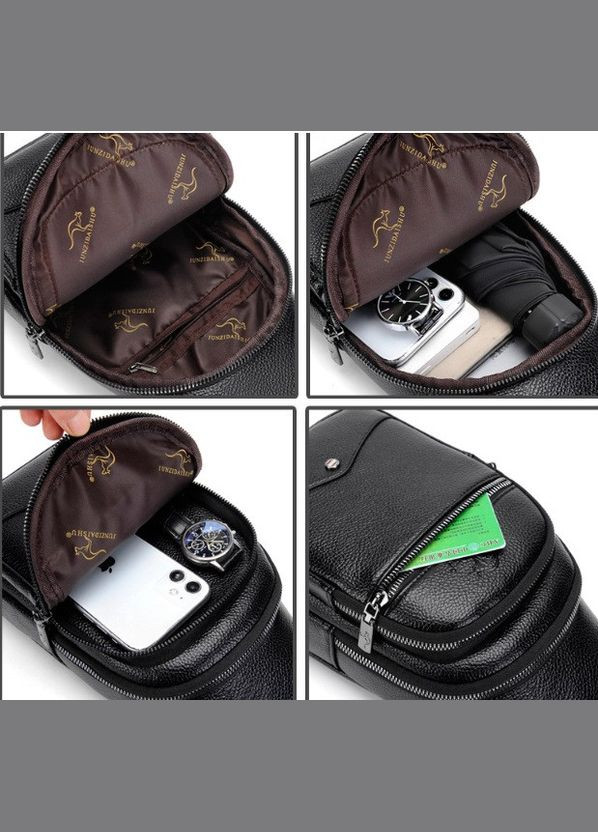 Мужская сумка-слинг на грудь мессенджер Кенгуру коричневая из экокожи (sku_889К) No Brand (346078144)