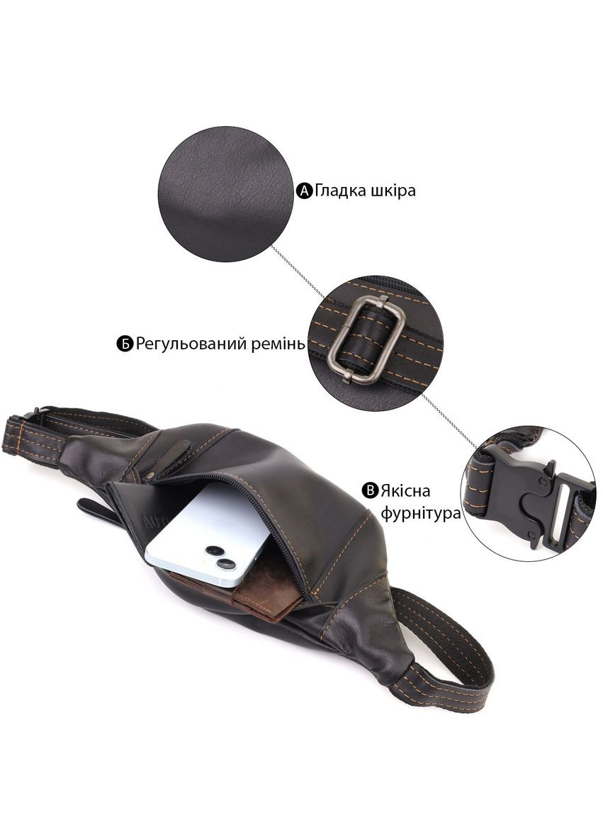 Мужская сумка-бананка из натуральной гладкой кожи 23125 Shvigel (332983789)