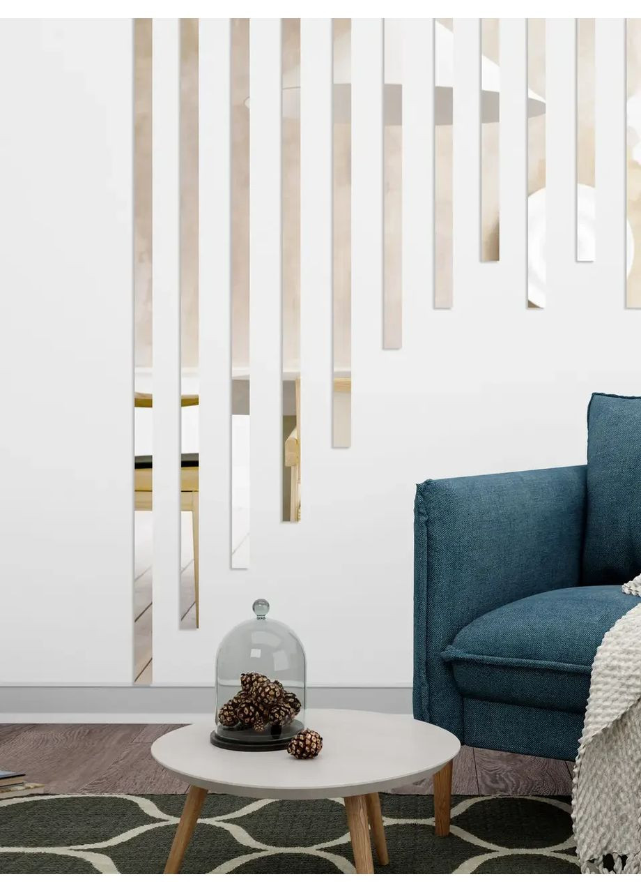 3d наклейки на стену зеркальные акриловые самоклеящиеся Молдинг-20 2х29.5 см 24 шт. Серебро Ваша Світлість (366334749)