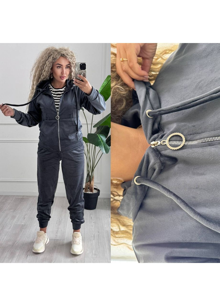 Костюм спортивний якісний велюр,кофта з капюшоном та штани Україна (353375659)