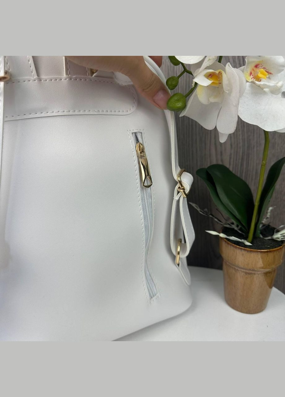 Городской женский рюкзак сумка трансформер с тиснением рептилия Белый No Brand (302519364)