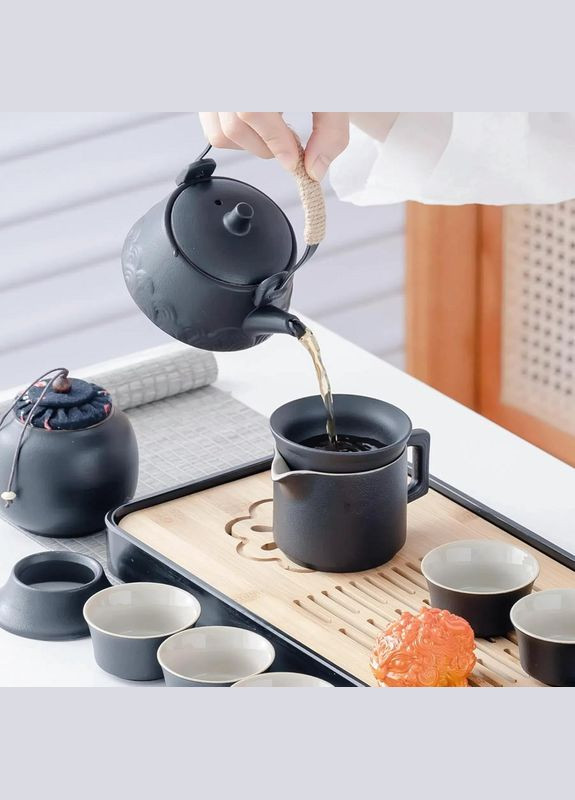 Чайный сервиз дорожный набор для чайной церемонии на 6 персон посуда для чайной церемонии с футляром Черный No Brand (322862013)