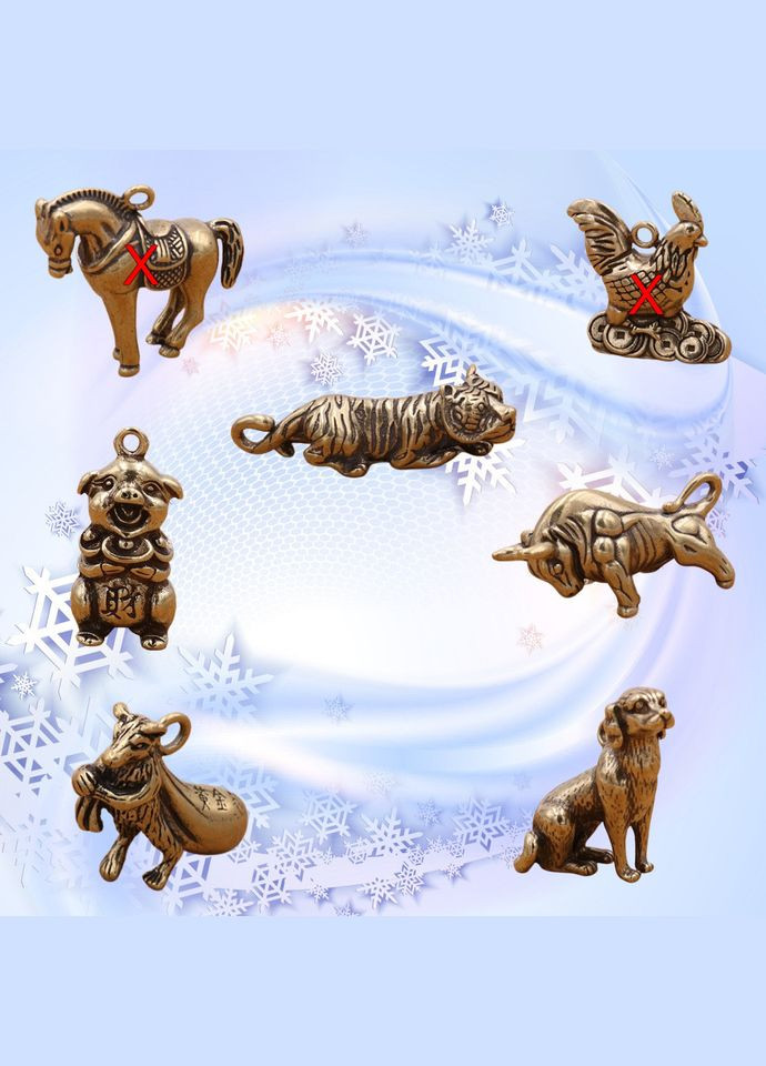 Винтажный ретро медный латунный брелок подвеска для ключей статуэтка китайского знака зодиак в виде животного No Brand (281548111)