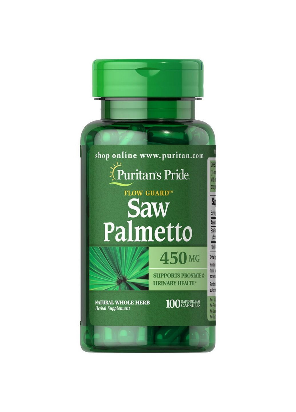 Натуральна добавка Saw Palmetto 450 mg, 100 капсул Puritans Pride (294927471)