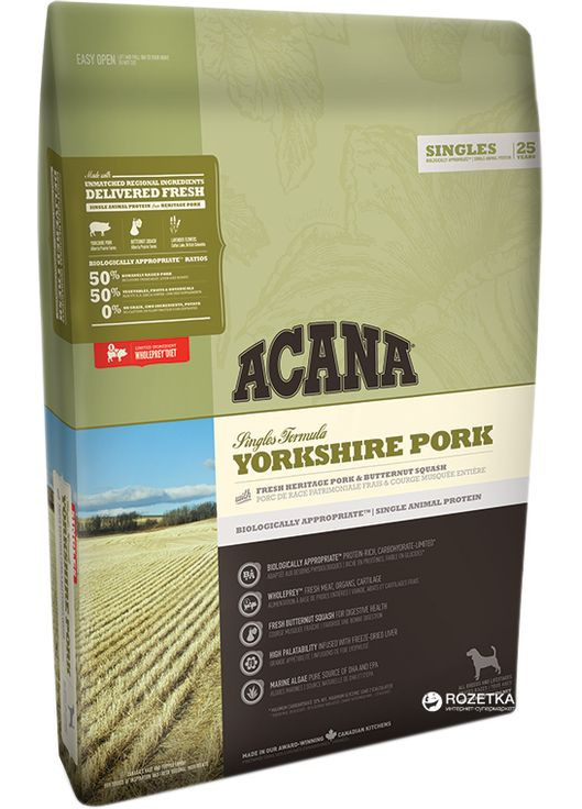 Сухой гипоаллергенный корм для собак всех пород Yorkshire Pork 6 кг (a57260) Acana (280951653)