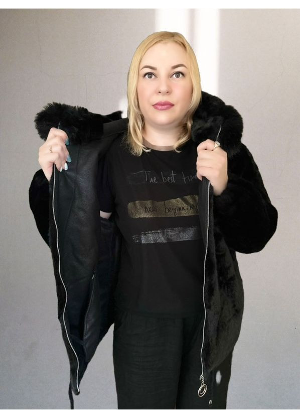 Женская шуба с капюшоном, опушка отстегивающаяся Молоко No Brand (358202950)