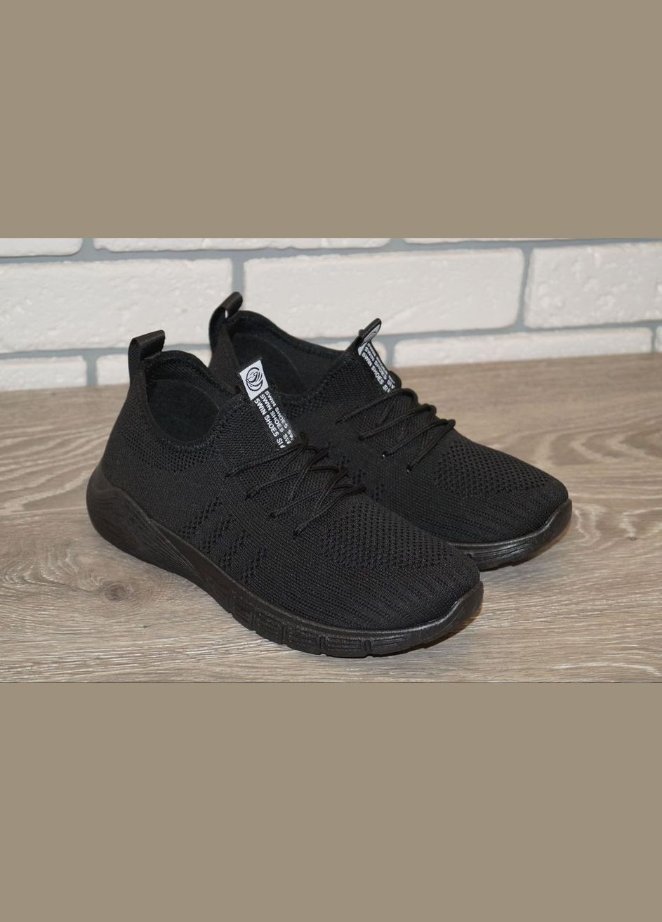 Черные демисезонные кроссовки текстильные подростковые черные SWIN SHOES