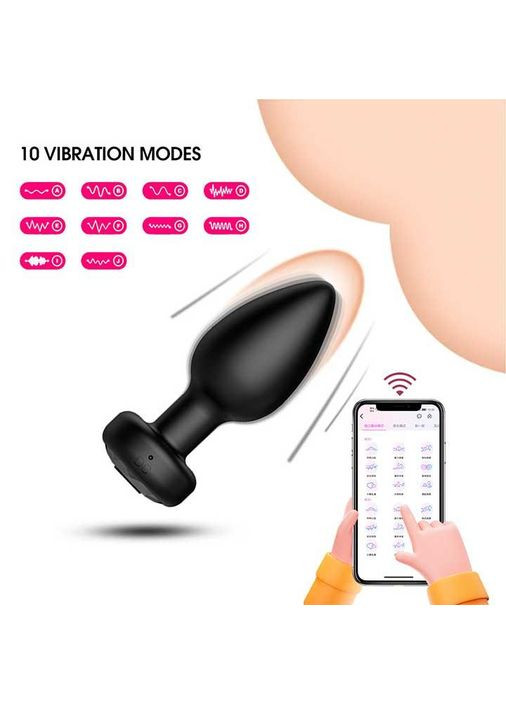 Смарт анальная пробка Equinox на USB черного цвета, дистанционный контроль вибрации. Magic Motion (360603113)