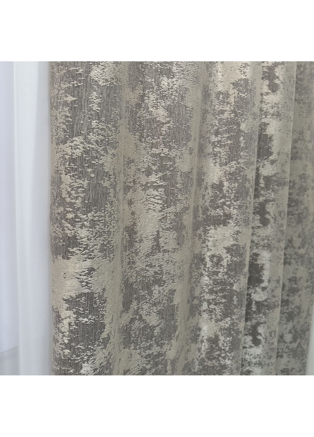 Жаккардовые шторы с мраморным узором 2шт 1.5×2.7 м, тесьма 6 см, среднее затемнение, бежево-серый цвет. No Brand (351359217)