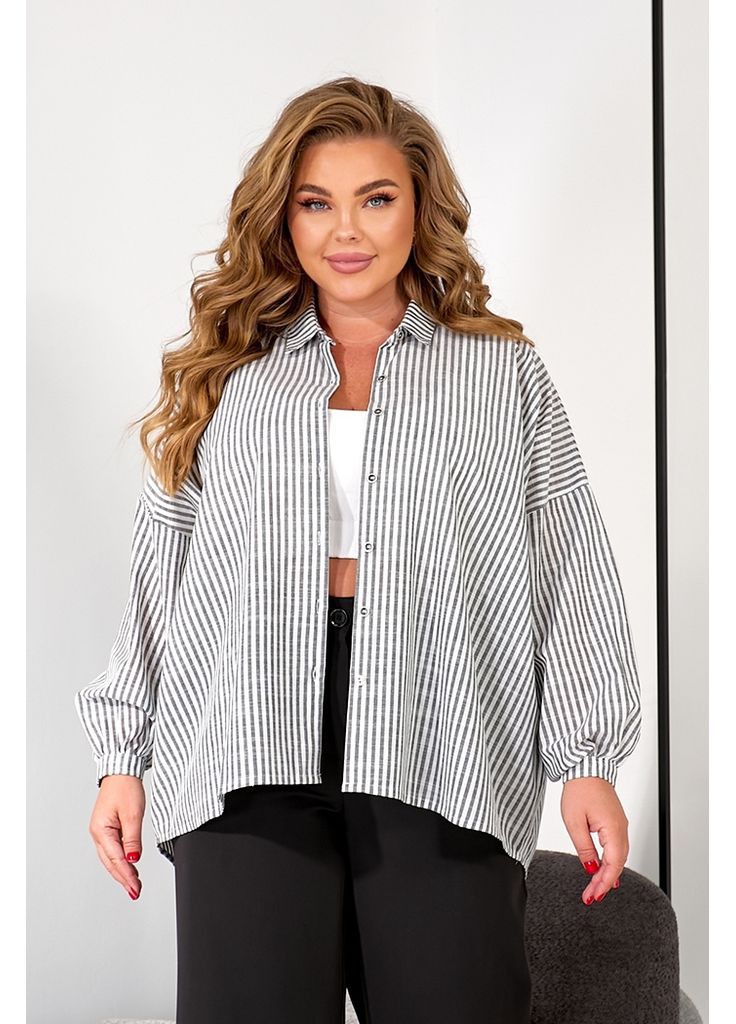 Черно-белая праздничный, повседневный рубашка в полоску Zemal с длинным рукавом