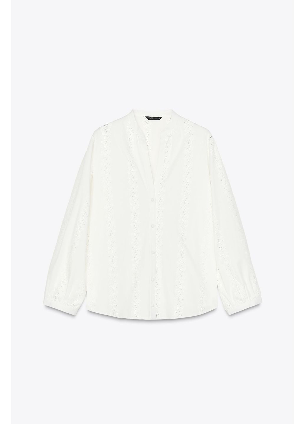 Белая блуза с прорезной вышивкой Zara