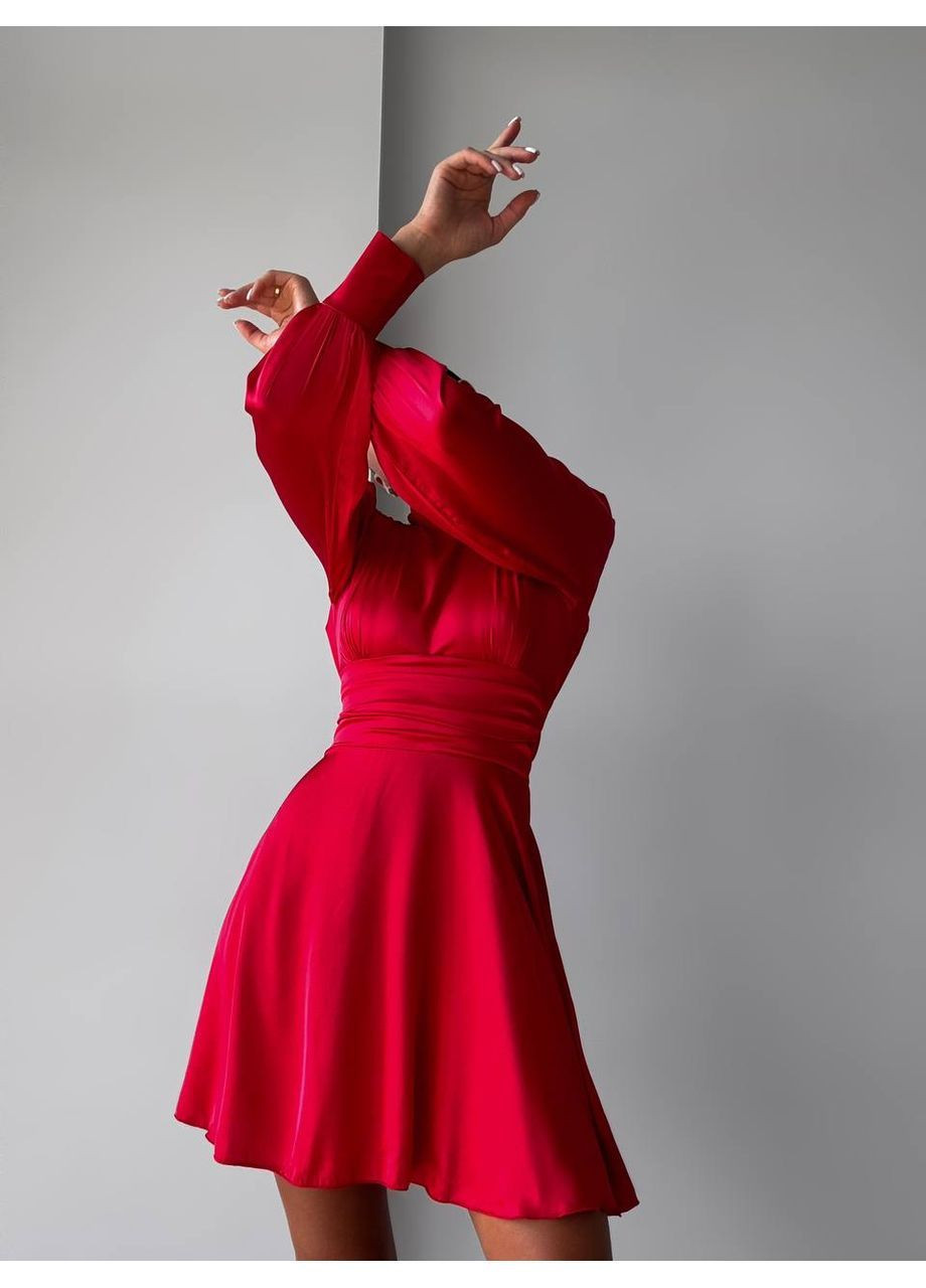 Червона святковий сукня з шовку армані кльош No Brand