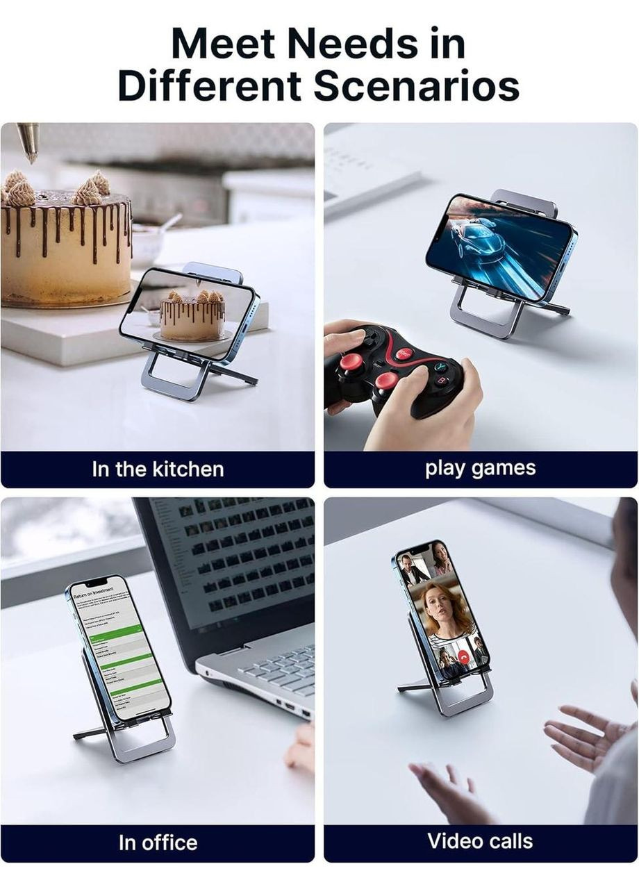 Подставка для мобильного телефона, складная, алюминиевая, сменный угол наклона, портативная для путешествий и офиса, Jsaux (363329795)