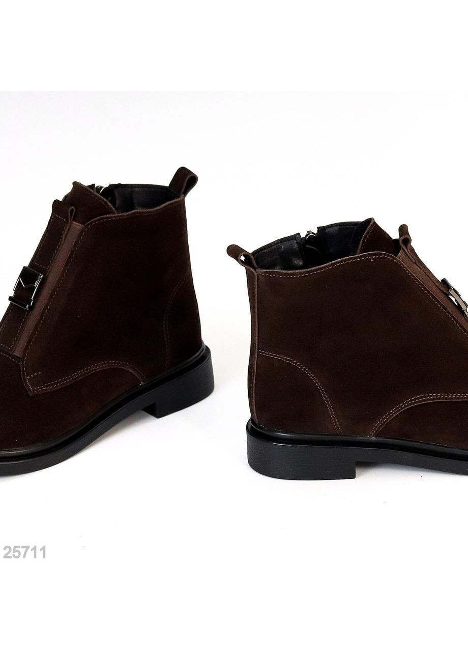 Черевики зимові Seline, натуральна замша, шоколадні, на блискавці No Brand (365553026)