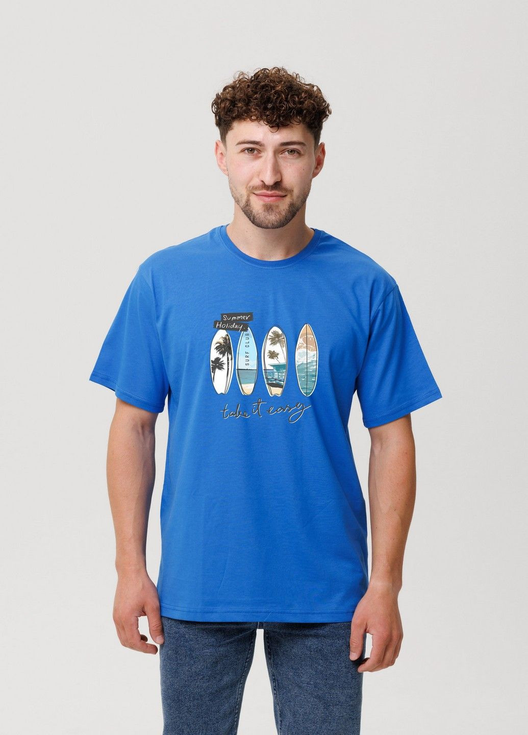 Синя чоловіча футболка "summer holiday" m синій (1218019405021) Наталюкс 12-1801