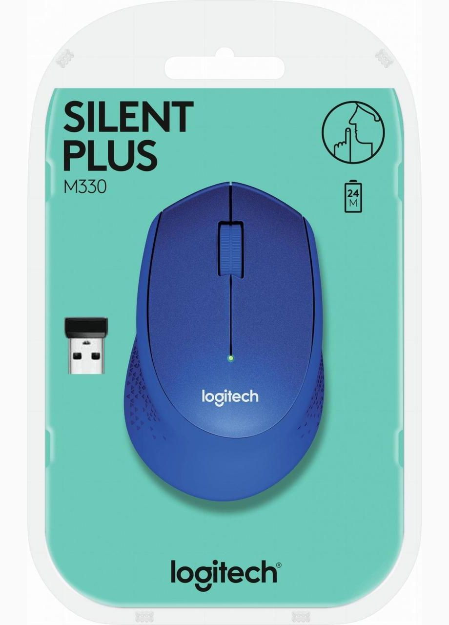 Бездротова професійна миша M330 Silent Plus (910004910) синя Logitech (293346041)
