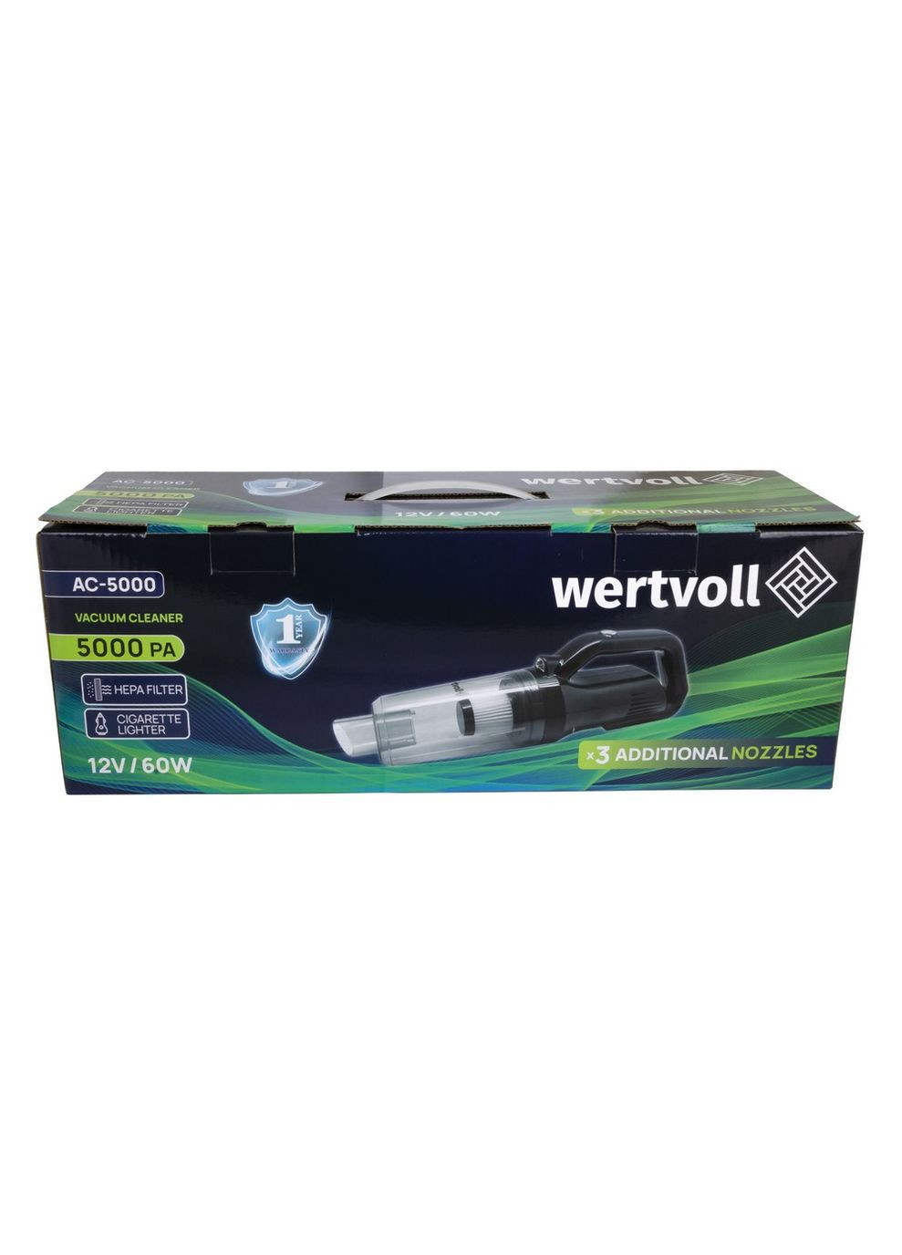 Пилосос автомобільний 5000 PA, 12 V, 5 A, 60 Вт, сухе та вологе прибирання, сумка (AC-5000) Wertvoll (340911222)