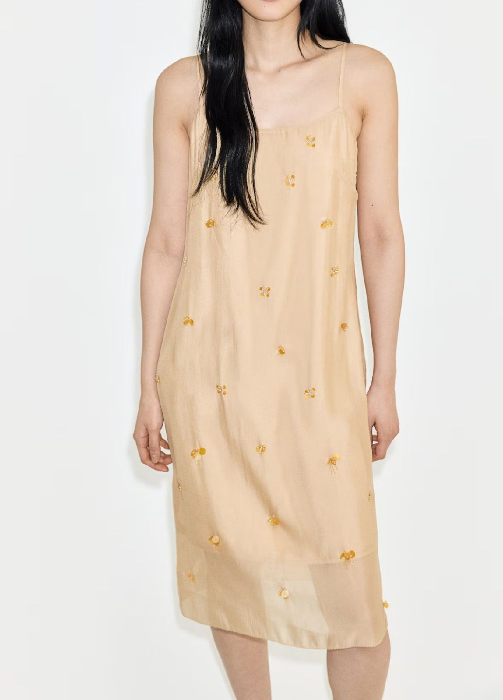 Бежева святковий сукня H&M однотонна