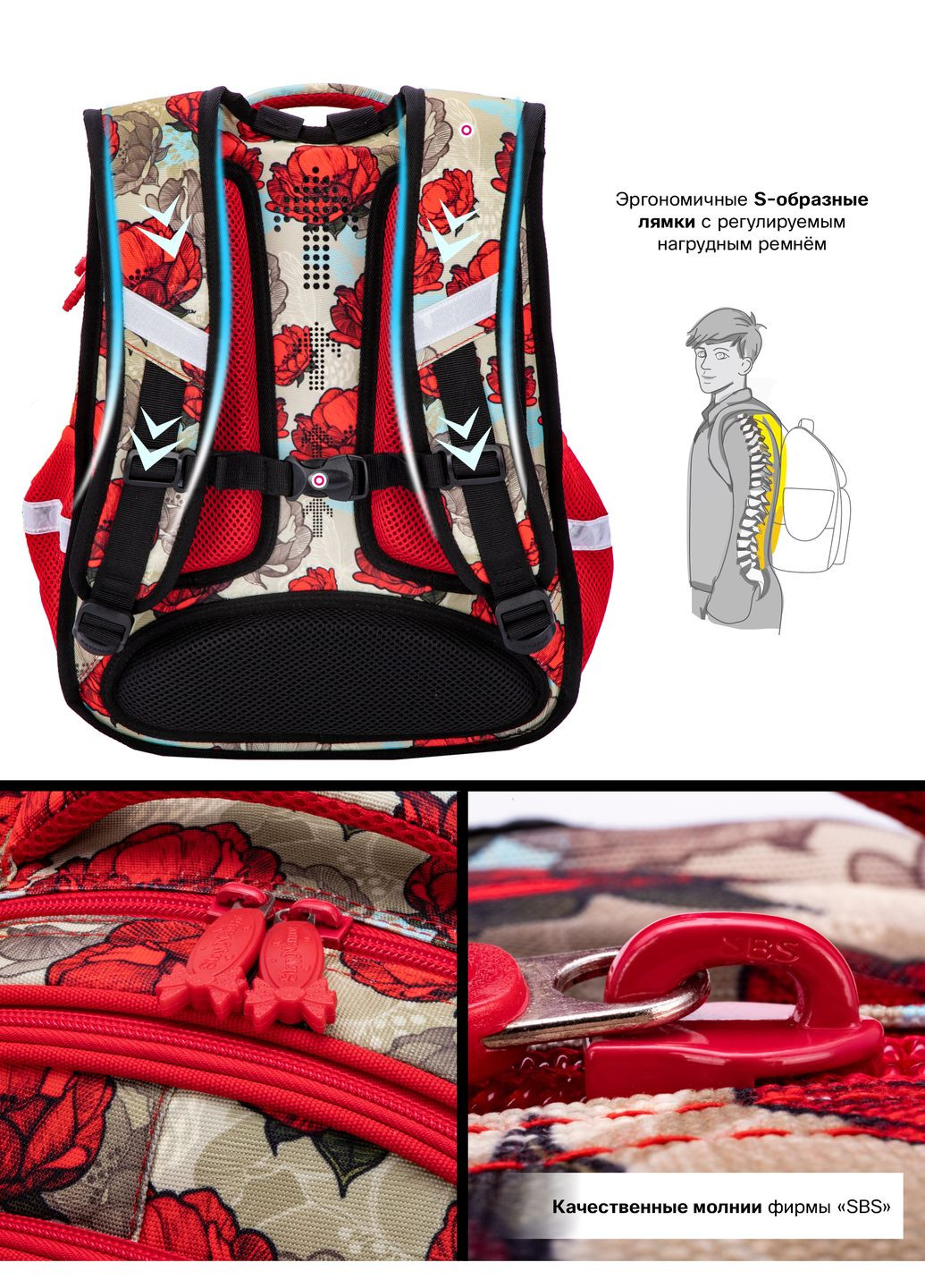Шкільний рюкзак з ортопедичною спинкою для дівчинки бірюзовий з Котиком /SkyName 37х30х16 см для молодших класів (R1-024) Winner (293504238)