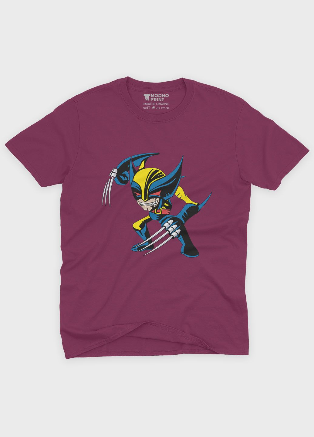 Бордовая мужская футболка с принтом супергероя – росомаха (ts001-1-bgr-006-021-002) Modno
