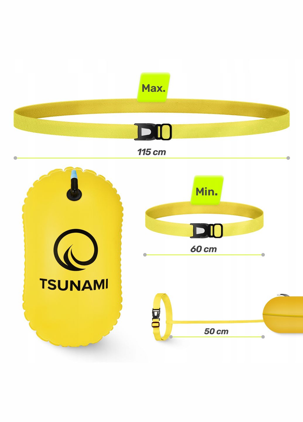 Буй для плавання Basic надувний Yellow (P-5907739316806) TSUNAMI (333141332)