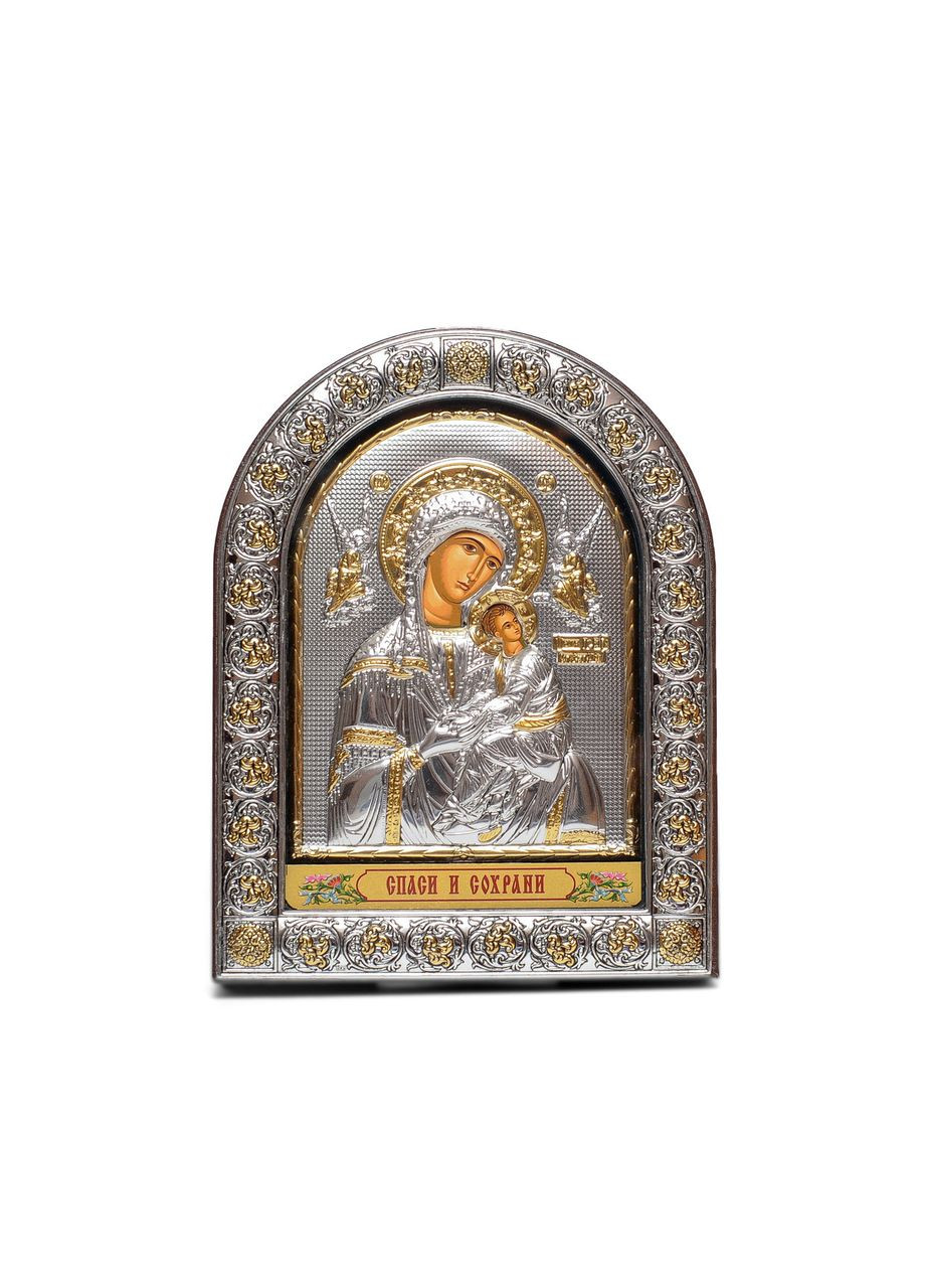 Серебряная Икона Страсная (Неустанной Помощи) Божья Матерь 12х15,5см в арочном киоте под стеклом Silver Axion (266266159)
