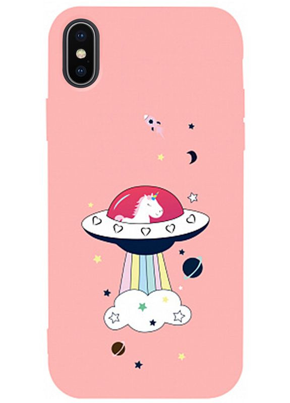Чехолнакладка Matt TPU 2mm Print Case Apple iPhone X/XS #17 Ufo Pink Toto (301781529)