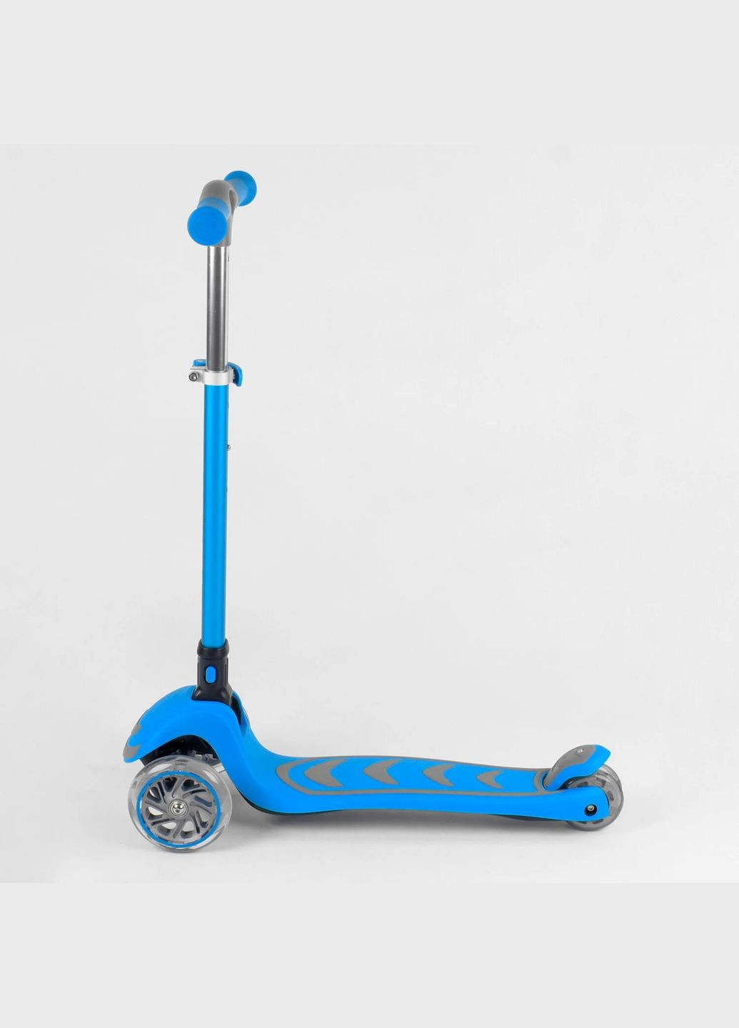 Дитячий самокат 38603. Складане алюмінієве кермо, PU колеса з підсвічуванням. Блакитний Best Scooter (289201080)