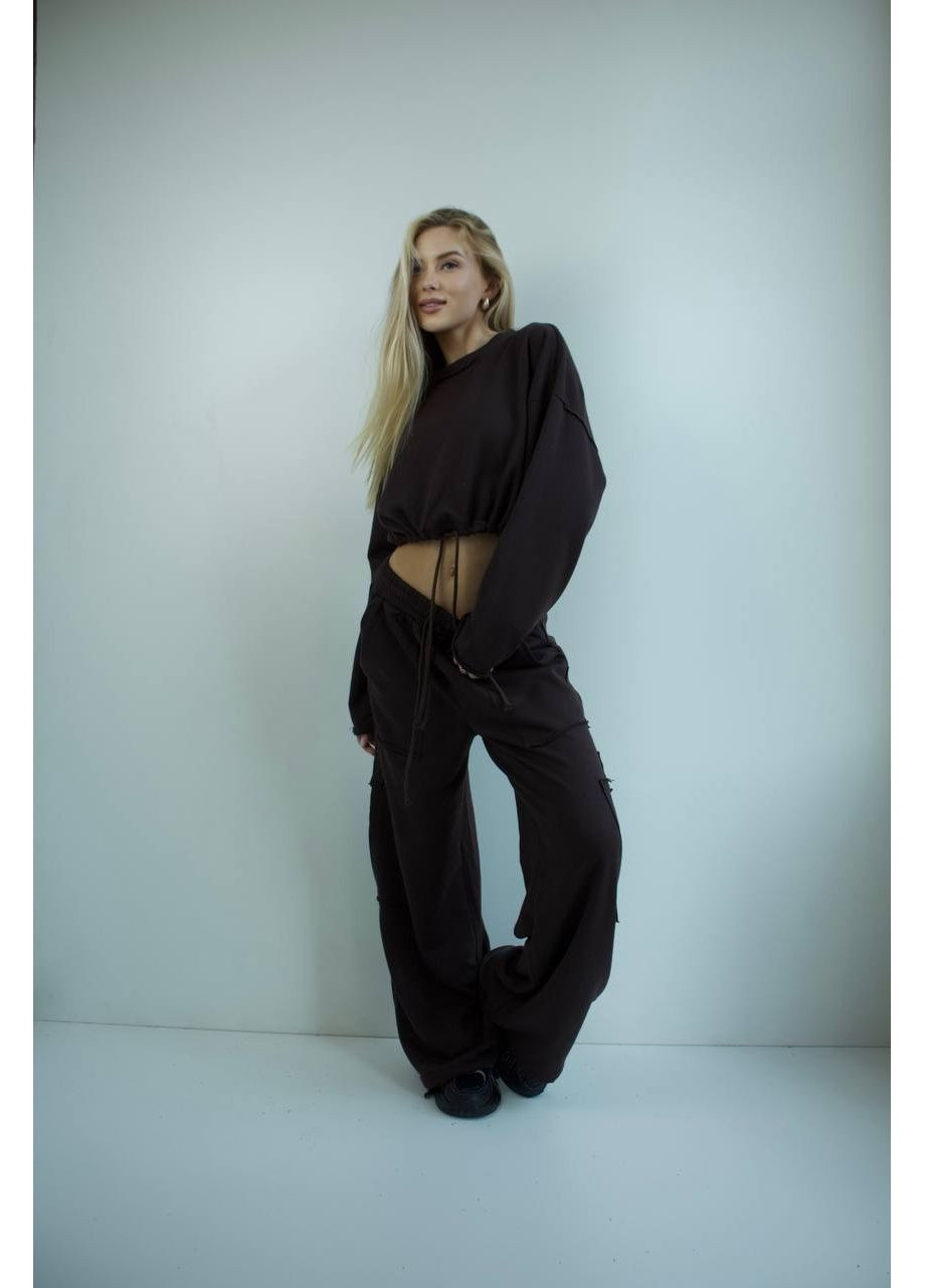 Женский костюм джоггеры+худи черного цвета 35172 No Brand (363132917)