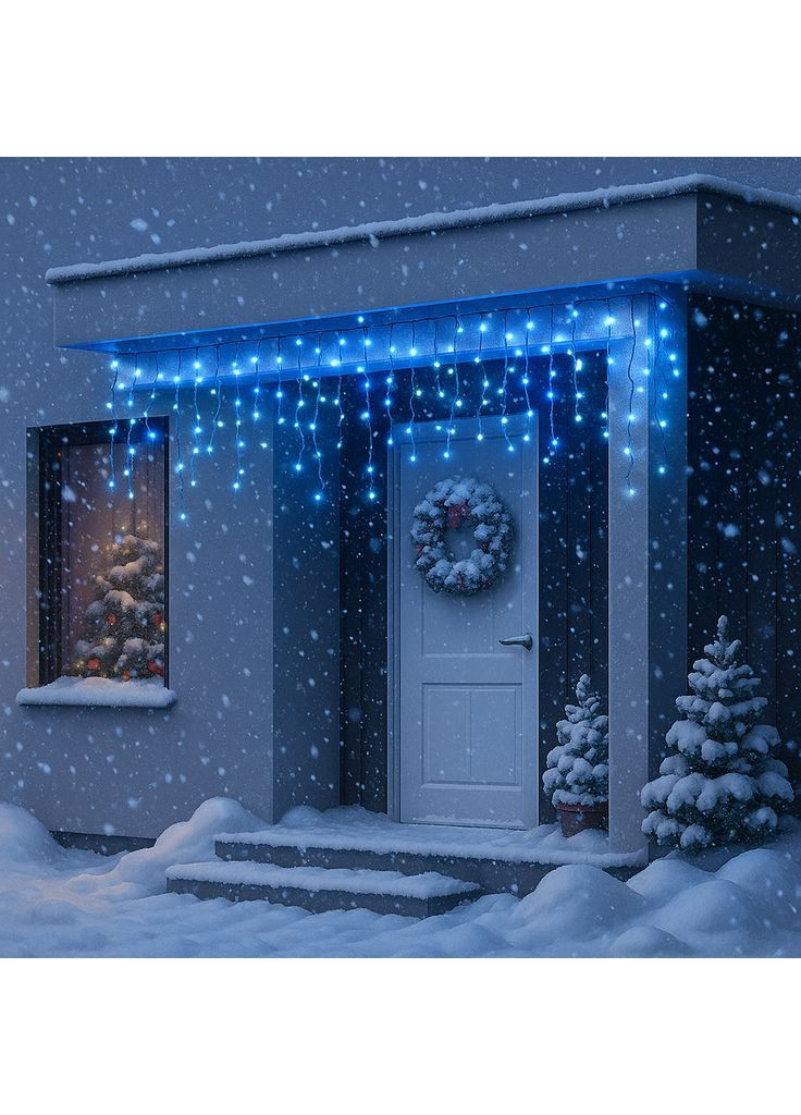 Гірлянда Бахрома вулична 105 LED 6 м від мережі чорна нитка, синій GarlandoPro 6МBBL No Brand (364685011)