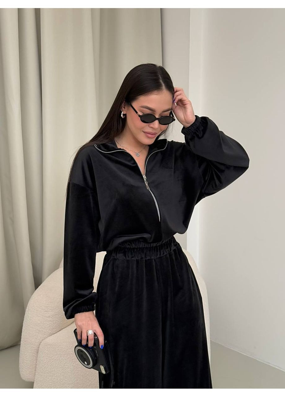 Комбинезон 372 из велюра премиального качества Турция Україна чёрный