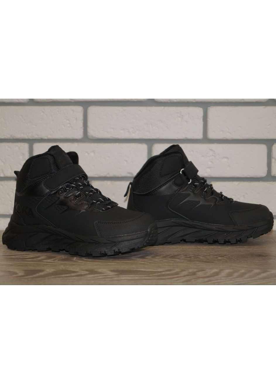 Черные повседневные, кэжуал зимние ботинки зимние детские / подростковые черные BBT