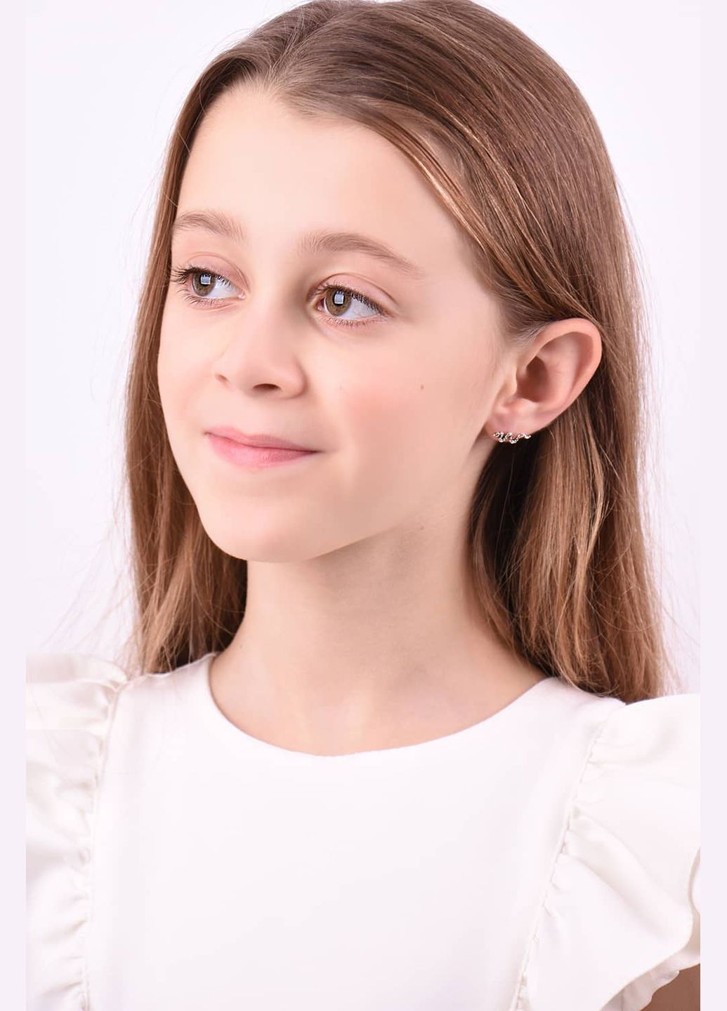 Срібні сережки-гвоздики Змія (40074) IRIJ (331017013)