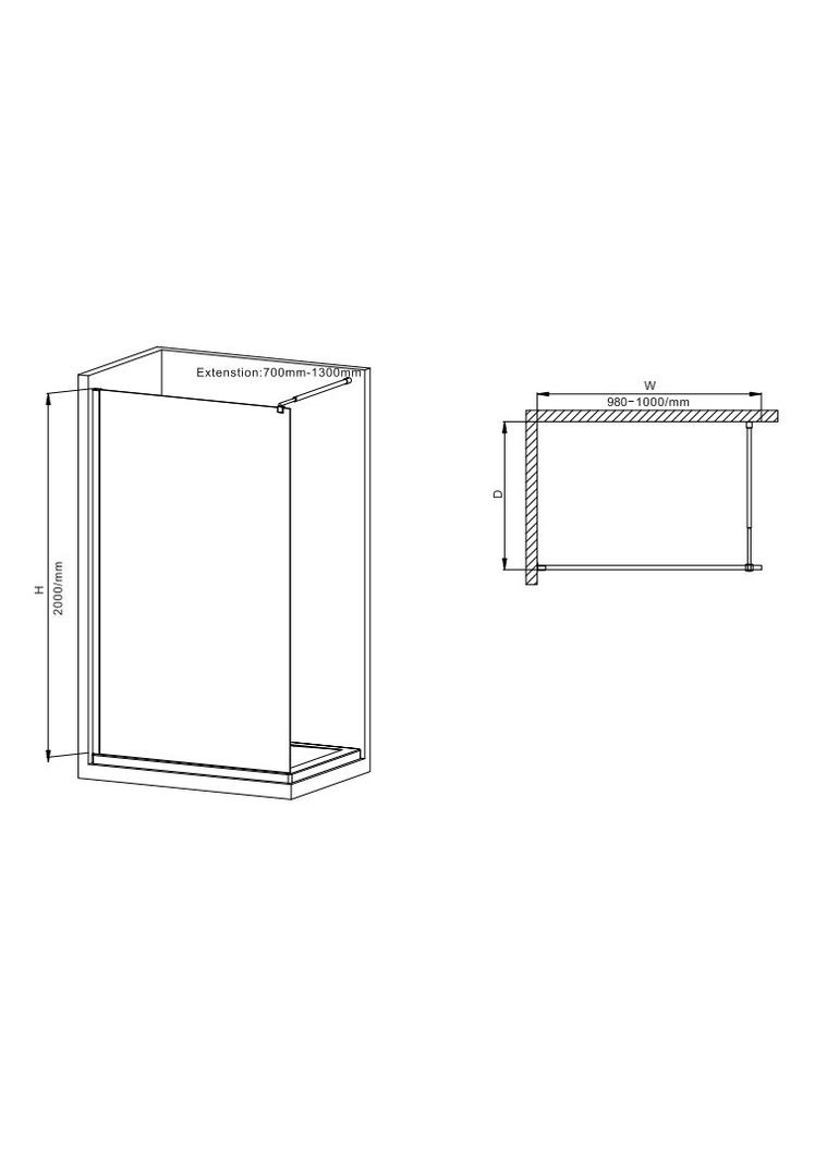 Душова перегородка Premium FLAT SP02-100x200-TR Black Walk-In прозоре скло 8мм (MI6856) Mixxus (321194211)
