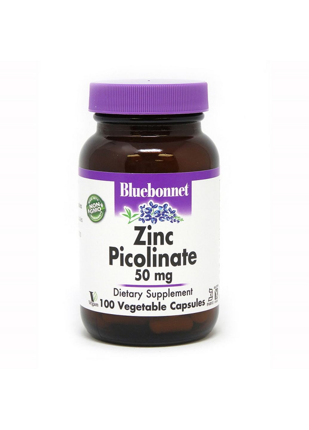 Вітаміни та мінерали Zinc Picolinate 50 mg, 100 вегакапсул Bluebonnet Nutrition (293337920)