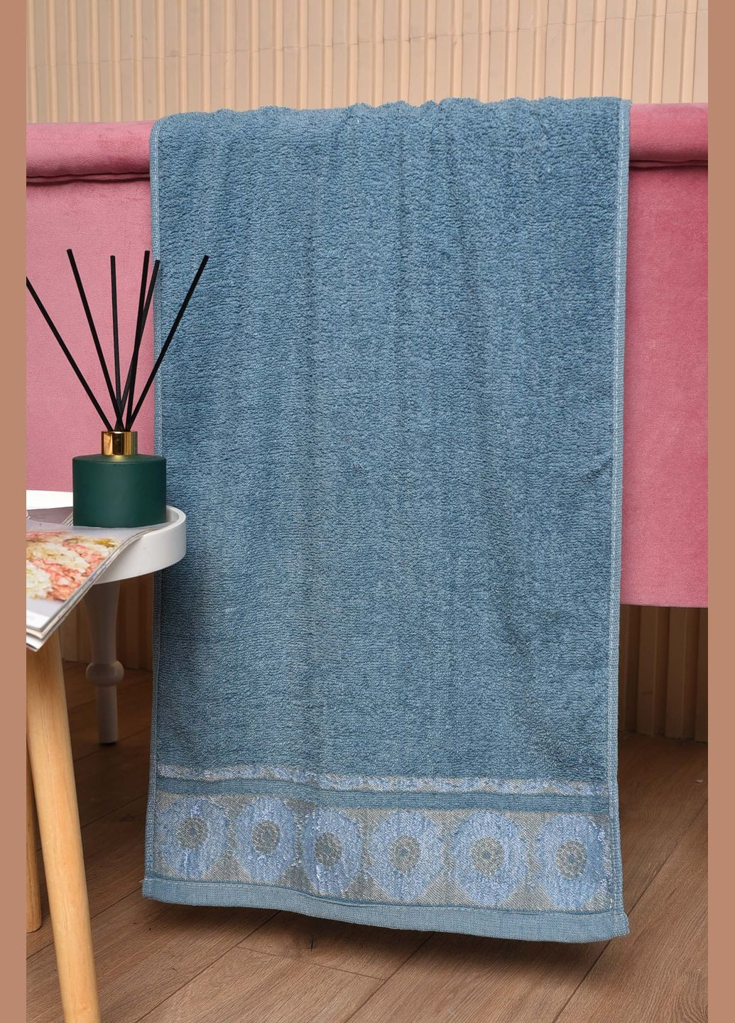 Рушник для обличчя махровий блакитного кольору Let's Shop однотонний блакитний