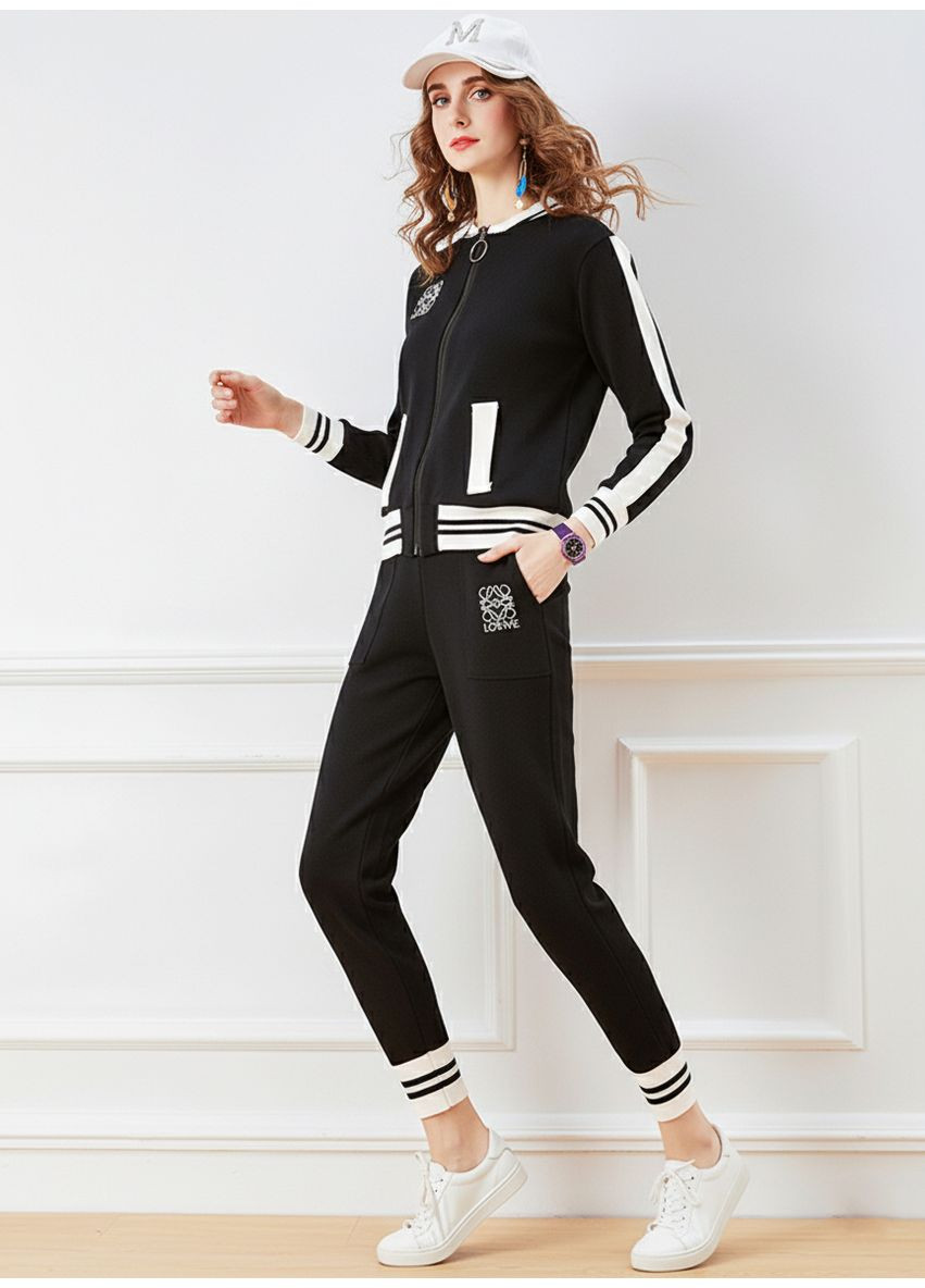 Жіночий спортивний трикотажний костюм Чорний Number Nine (336214075)