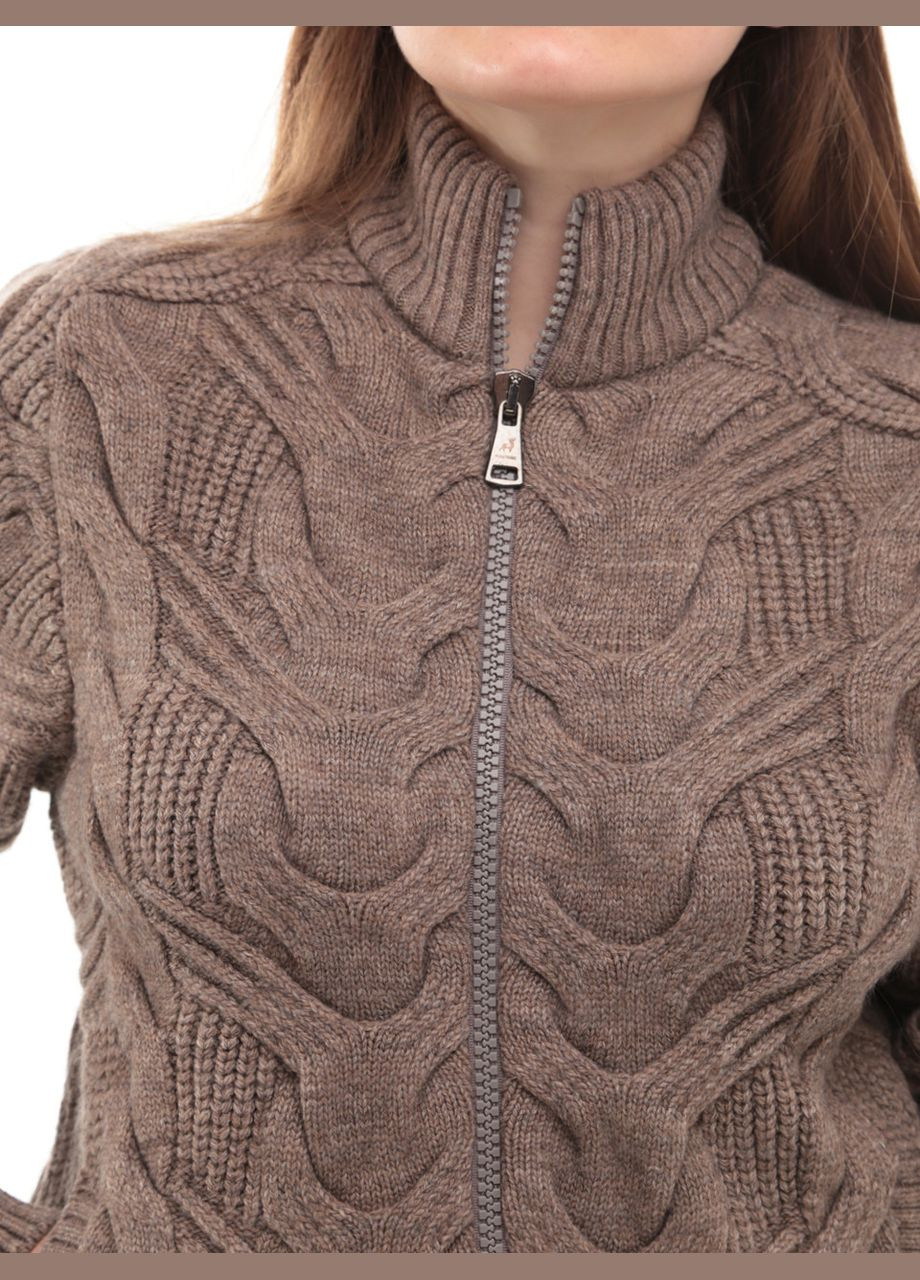 Бежевий зимовий светр жіночий бежевий зимовий на блискавці з горлом Pulltonic Пряма