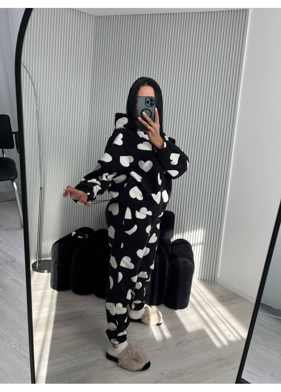 Чорно-біла жіноча піжама кофта + брюки No Brand